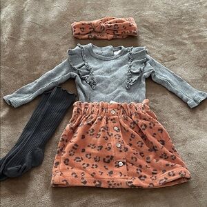 Rachel Zoe Leopard Skirt and Onesie Set